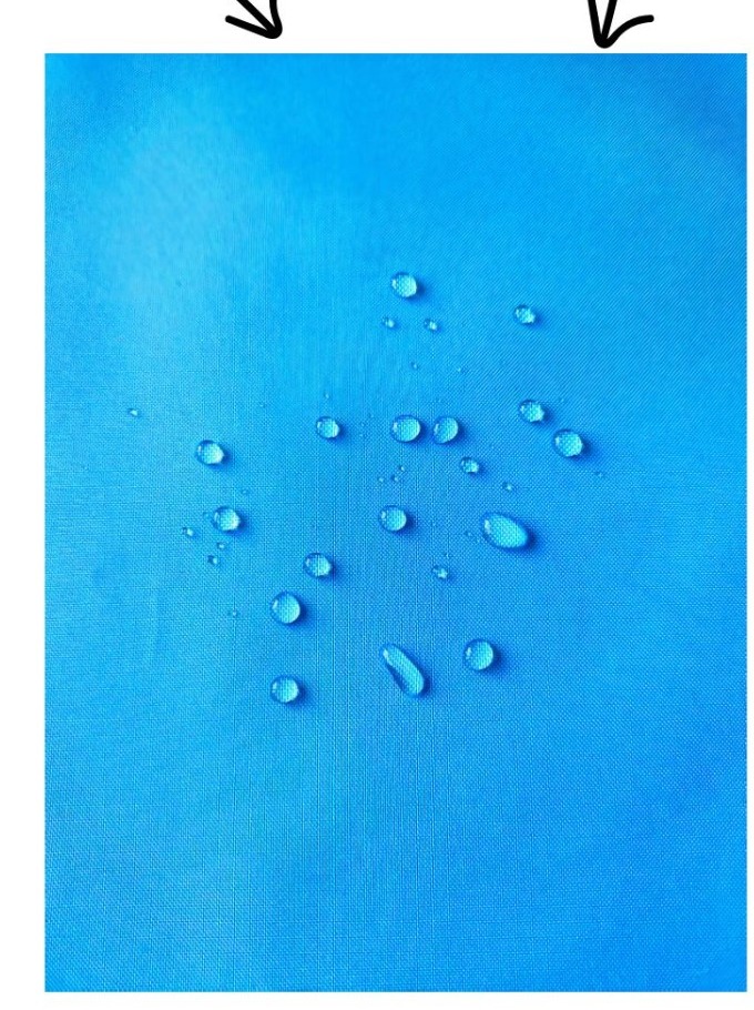 Water beading on recycled waterproof fabric